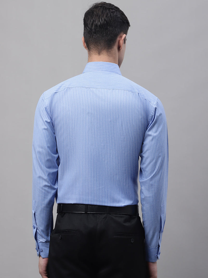 Men Blue Vertical Striped Formal Shirt