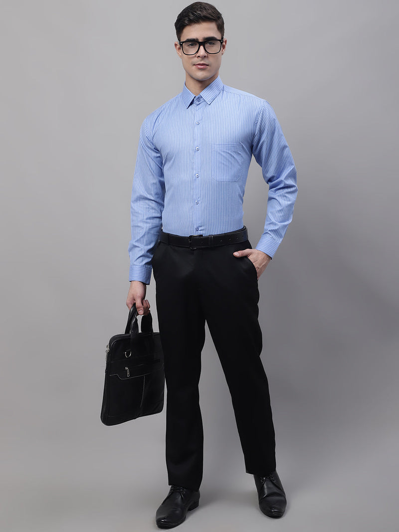 Men Blue Vertical Striped Formal Shirt