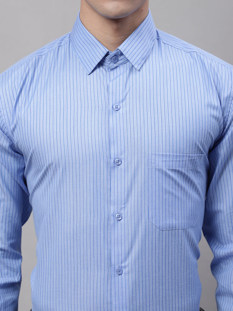 Men Blue Vertical Striped Formal Shirt