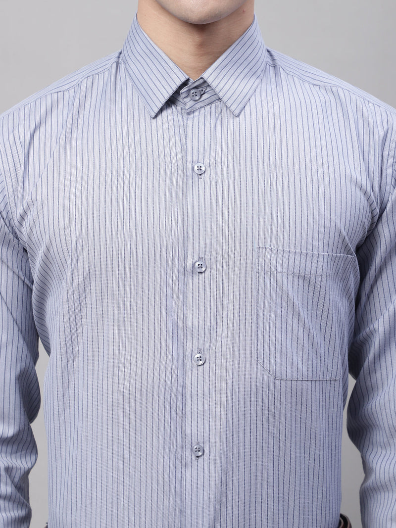 Men Grey Vertical Striped Formal Shirt