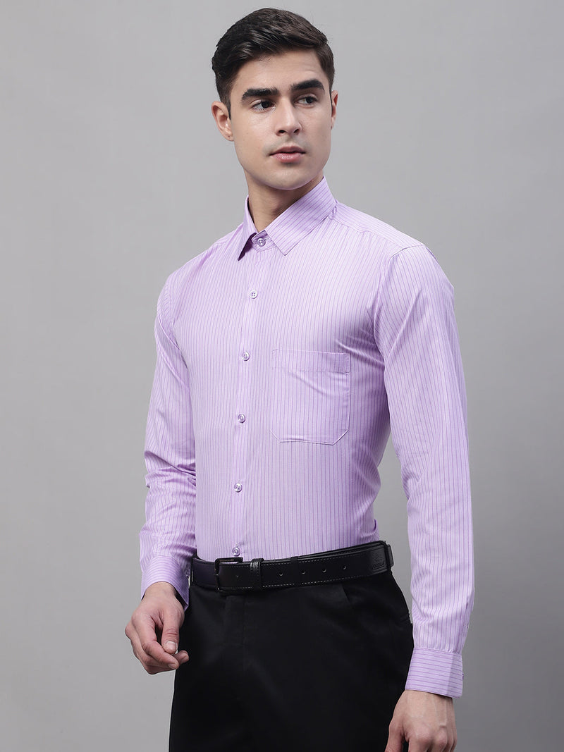 Men Purple Vertical Striped Formal Shirt