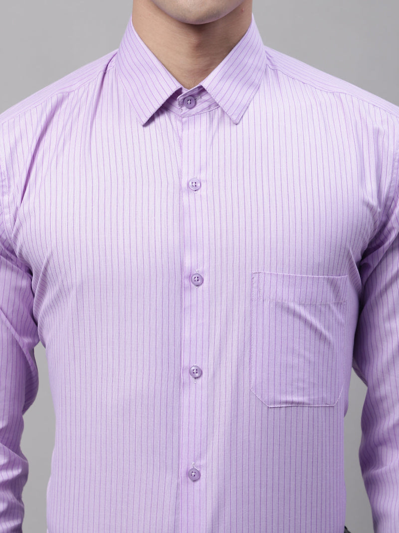 Men Purple Vertical Striped Formal Shirt