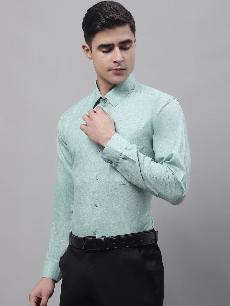 Men's Green Cotton Solid Formal Shirt