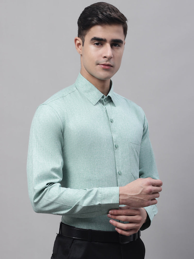 Men's Green Cotton Solid Formal Shirt