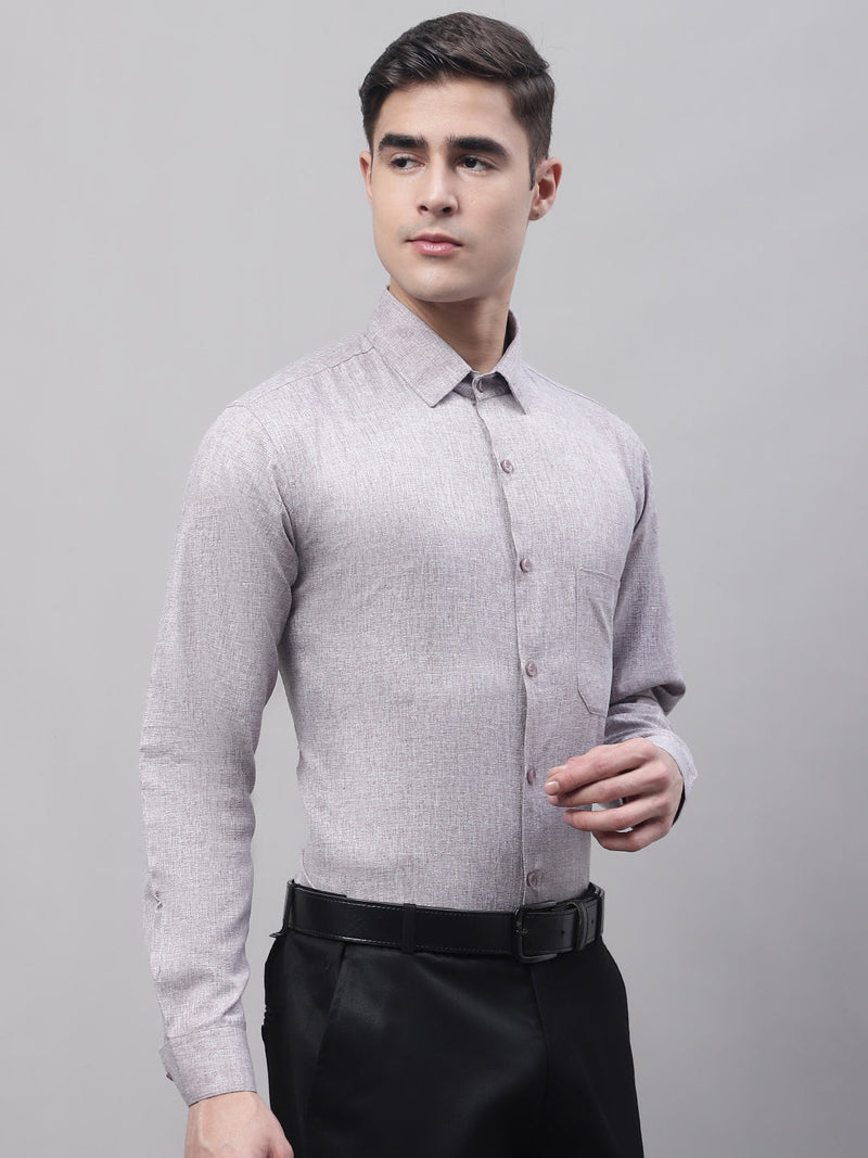 Men's Grey Cotton Solid Formal Shirt