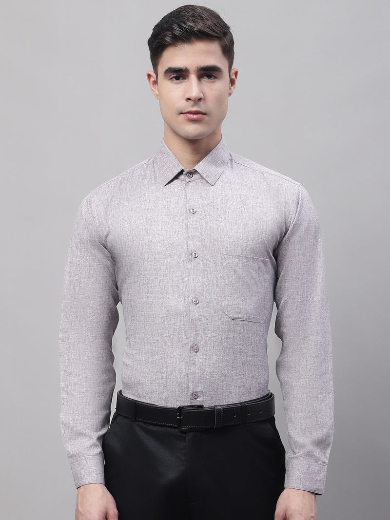 Men's Grey Cotton Solid Formal Shirt