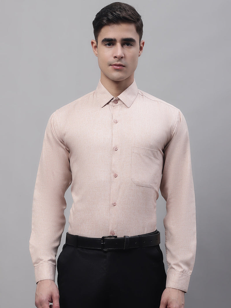 Men's Light-Brown Cotton Solid Formal Shirt