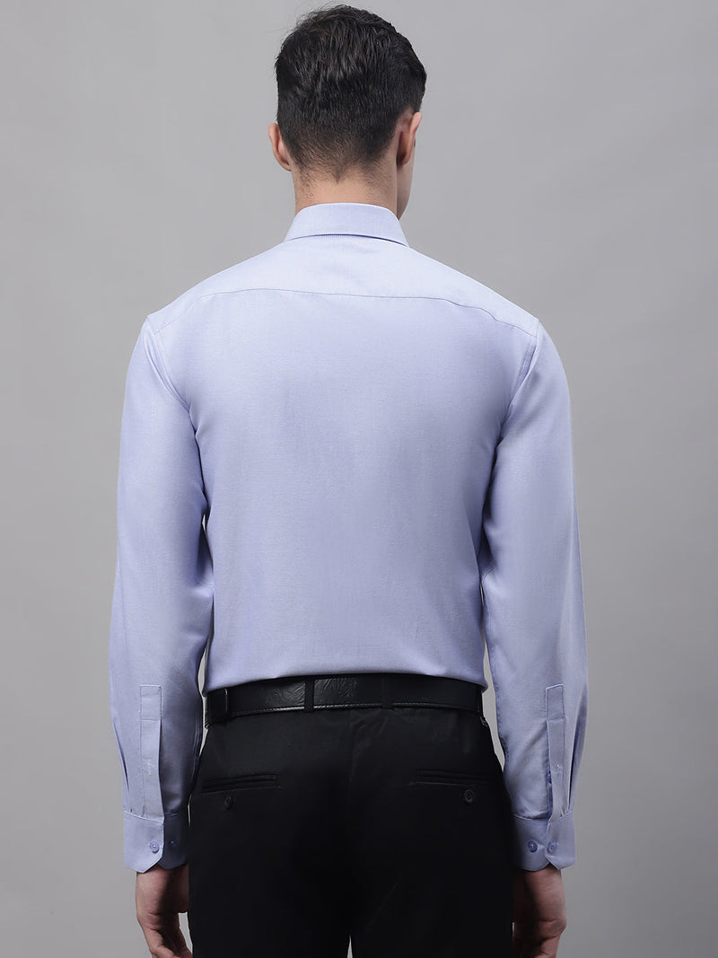 Men's Blue Cotton Solid Formal Shirt