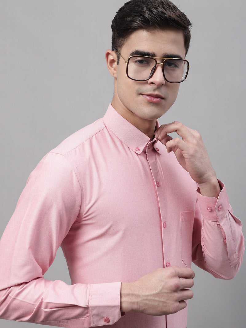 Men's Coral Cotton Solid Formal Shirt