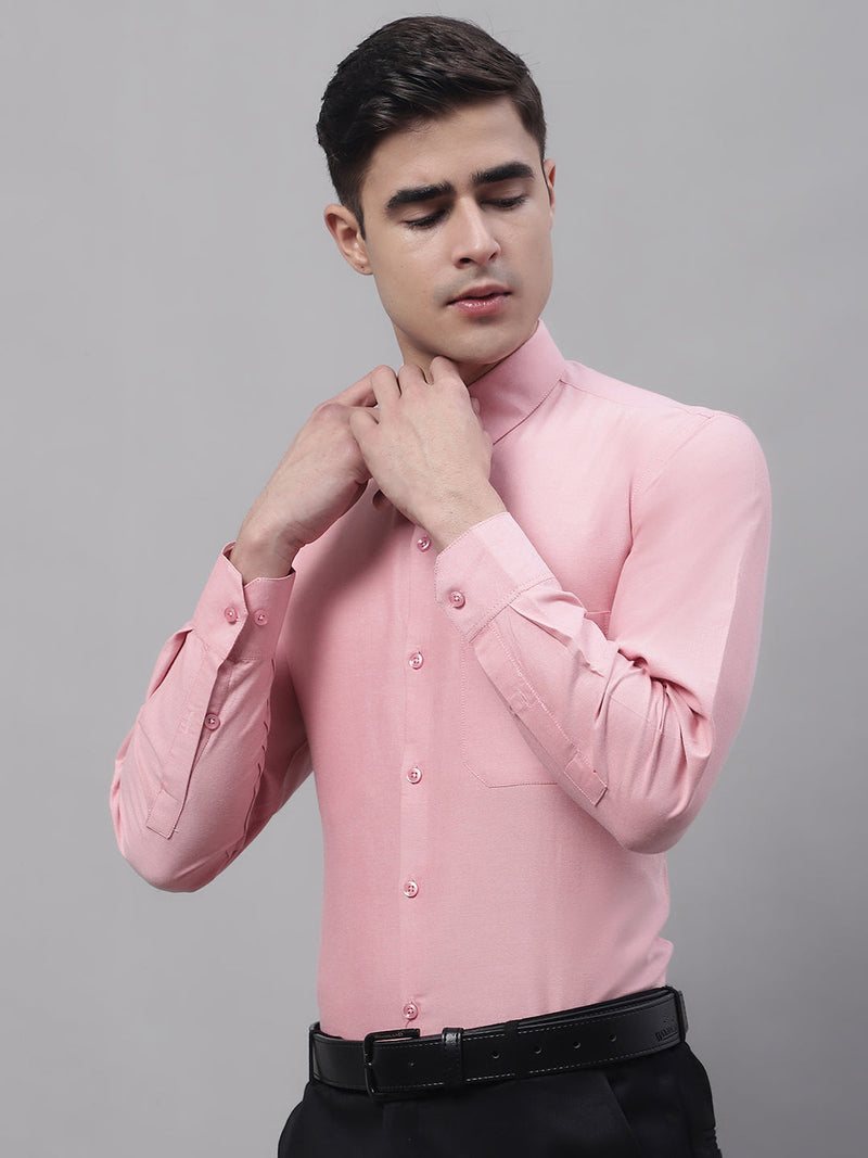 Men's Coral Cotton Solid Formal Shirt