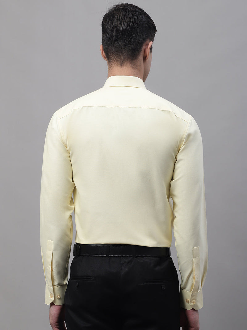 Men's Lemon Cotton Solid Formal Shirt