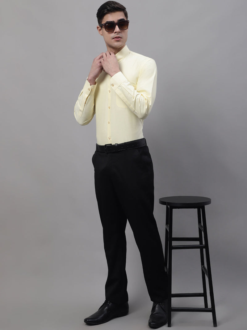 Men's Lemon Cotton Solid Formal Shirt