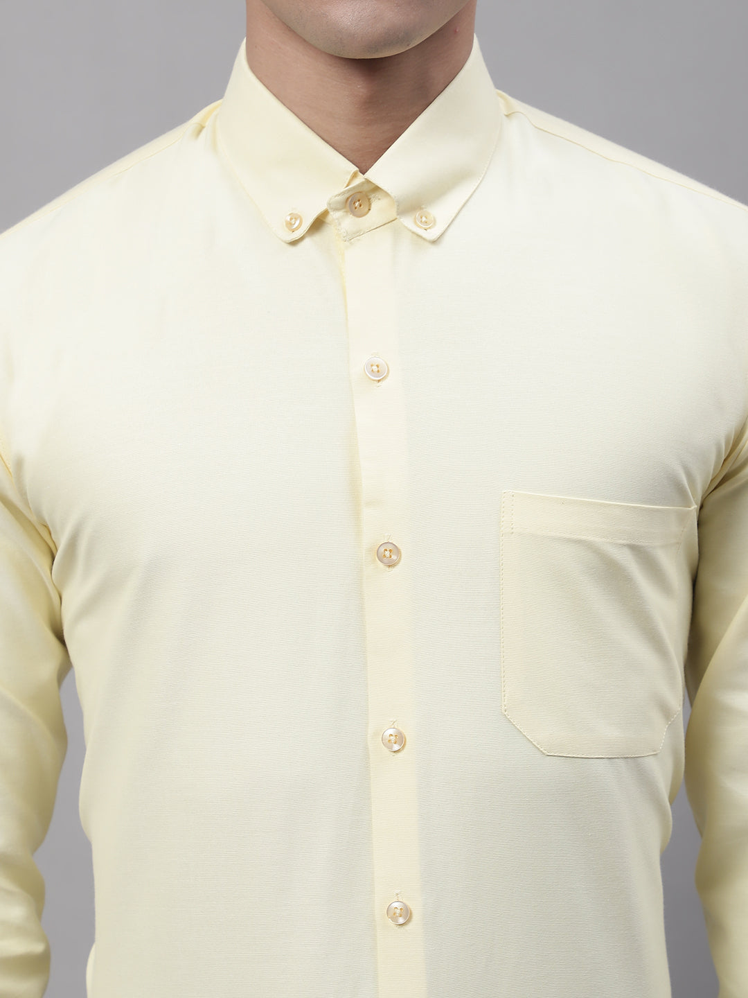 Men's Lemon Cotton Solid Formal Shirt