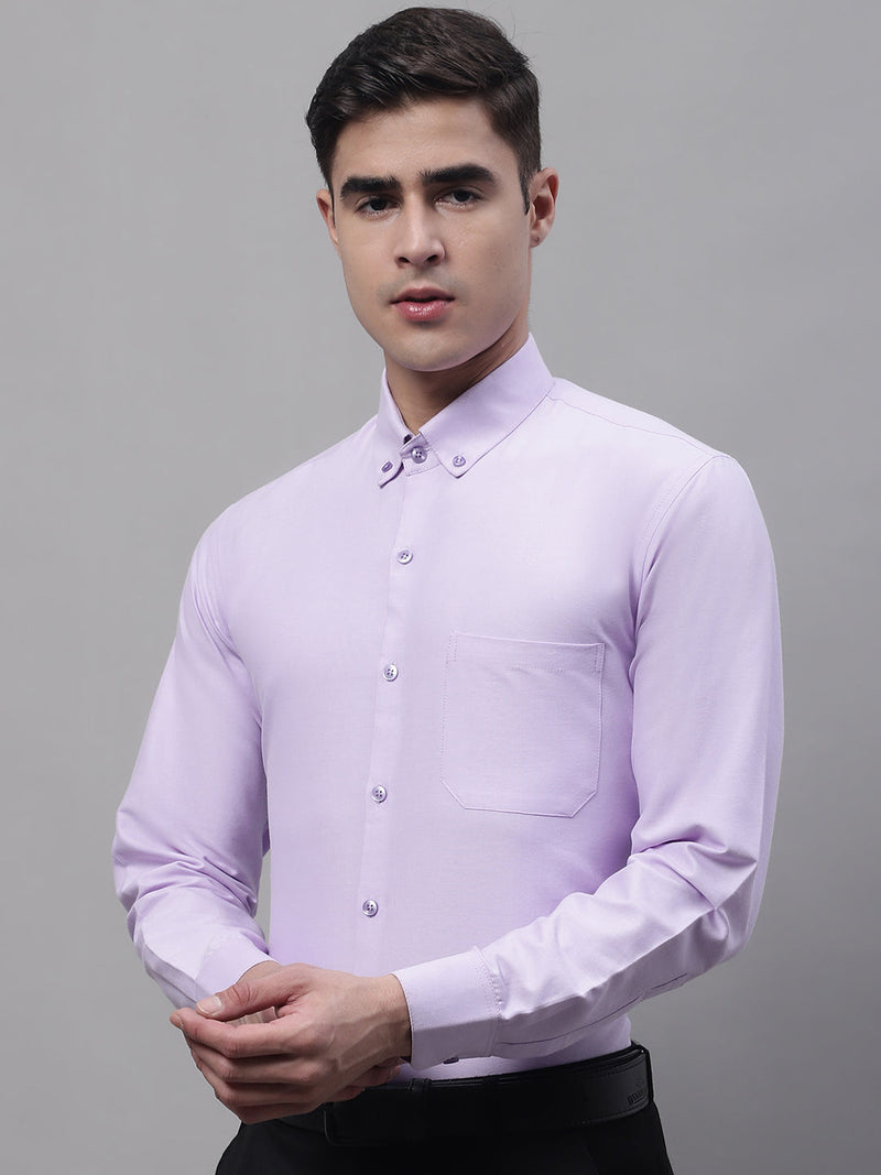 Men's Light Purple Cotton Solid Formal Shirt