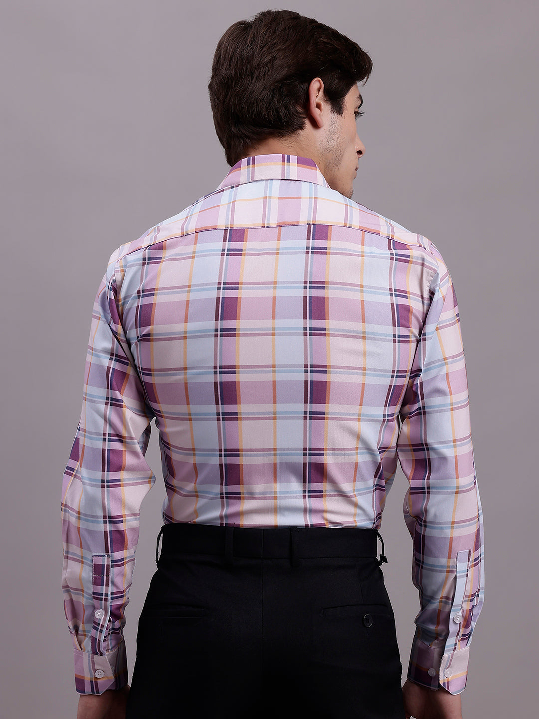 Men's Cotton Blend Checked Formal Shirt