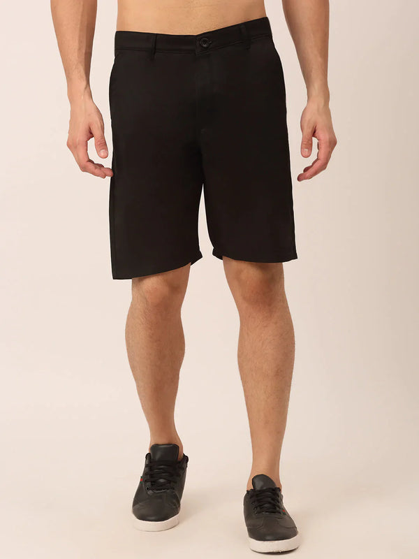 Jainish Men's Casual Cotton Solid Shorts ( SGP 153 Black )