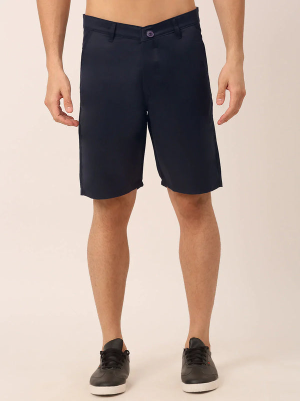 Jainish Men's Casual Cotton Solid Shorts ( SGP 153 Navy )