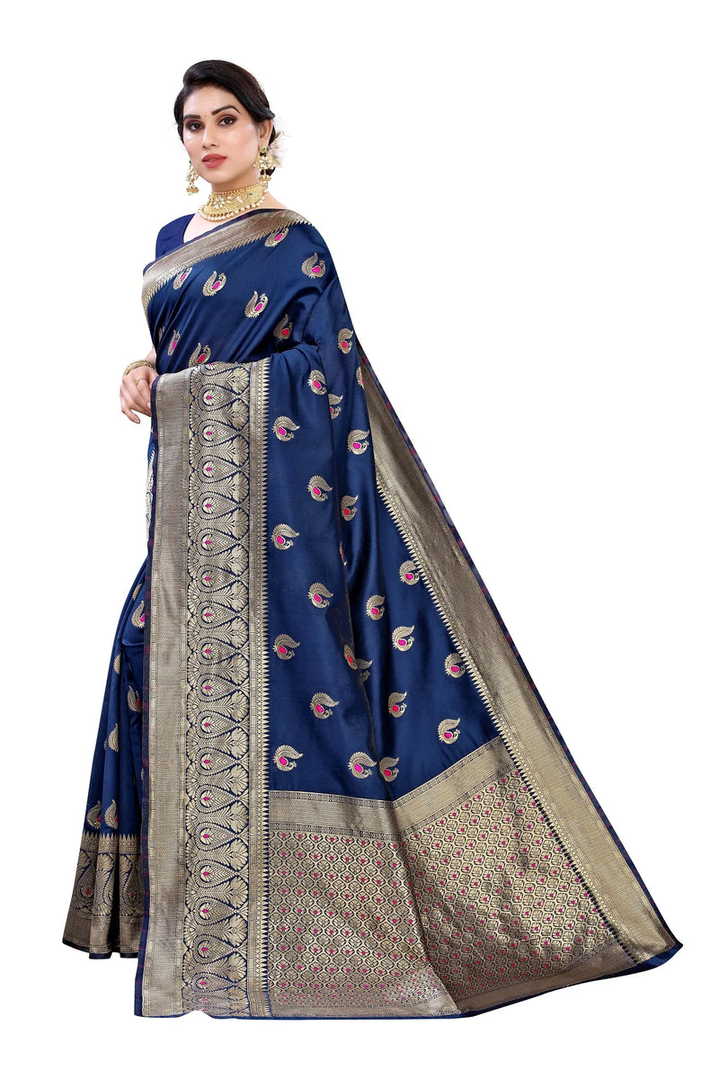 Vamika Blue Weaving Banarasi Jacquard Saree