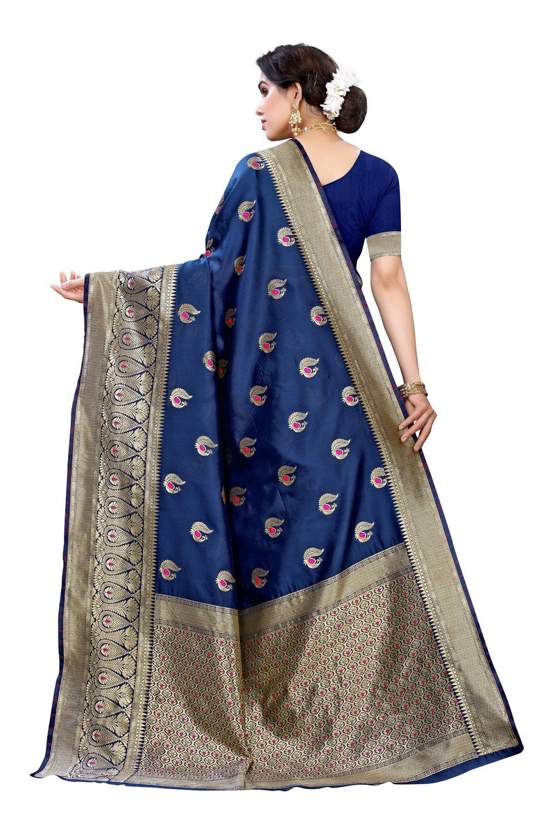 Vamika Blue Weaving Banarasi Jacquard Saree