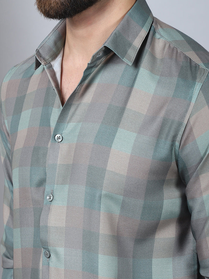 Cotton Blend Checked Casual Shirt for Mens