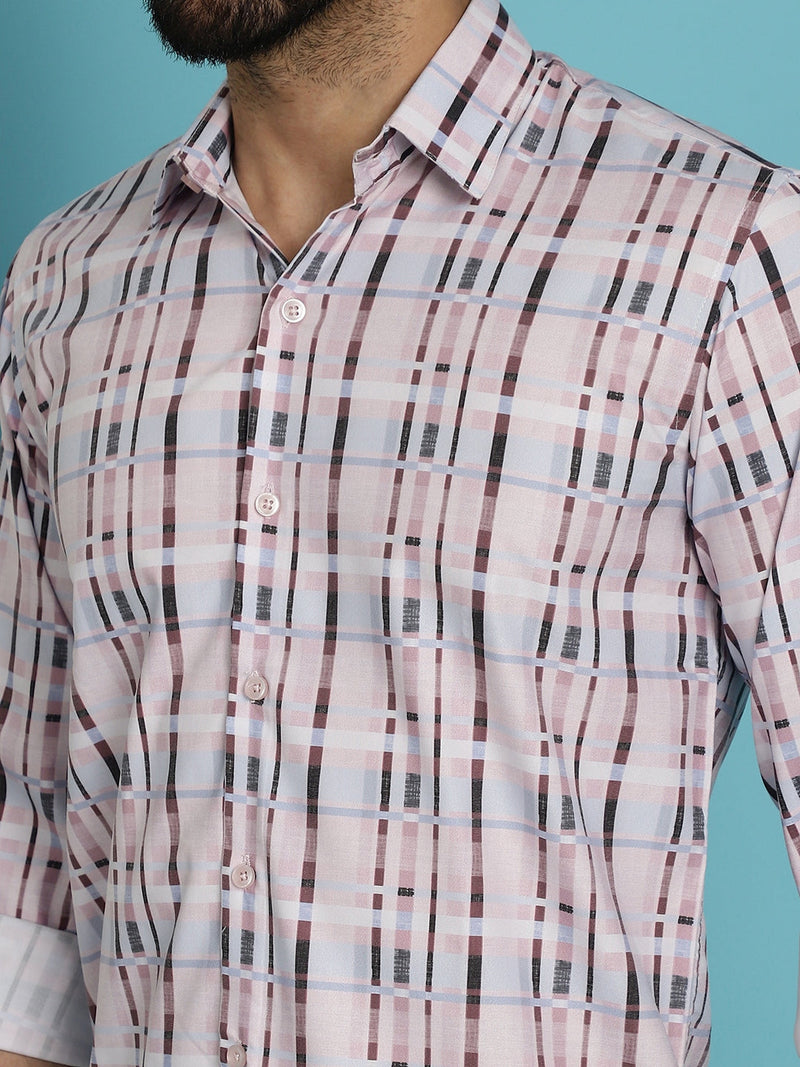 Men's Cotton Blend Checked Casual Shirt for Mens