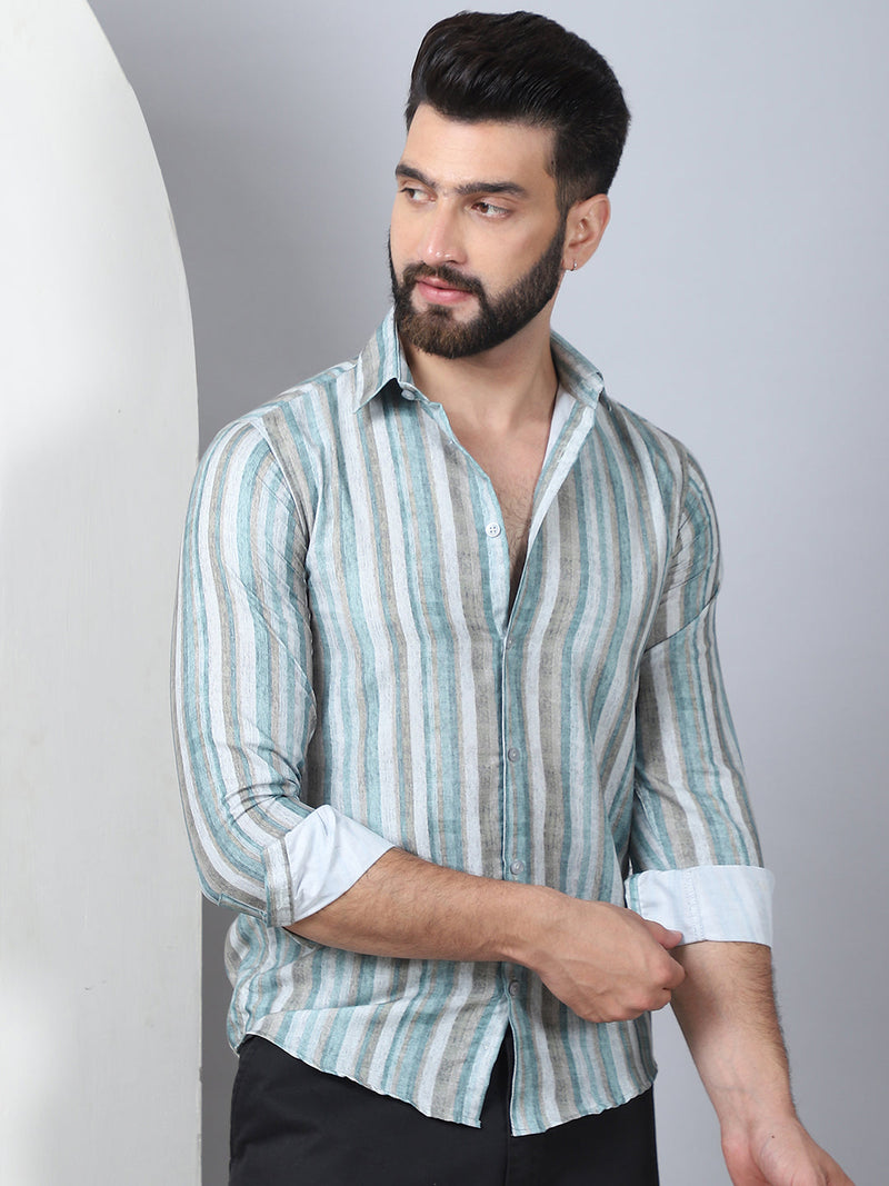 Striped Cotton Blend Casual Shirt For Men