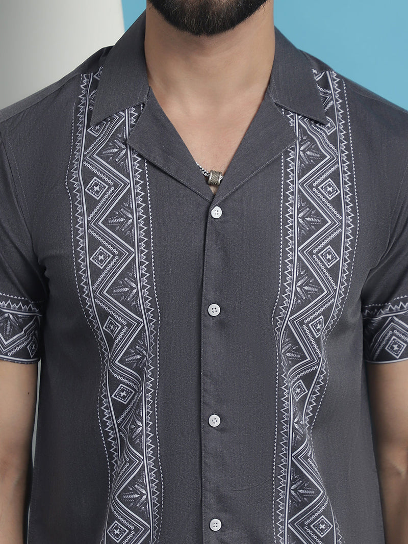 Printed Half Sleeve Lycra Shirt for Men