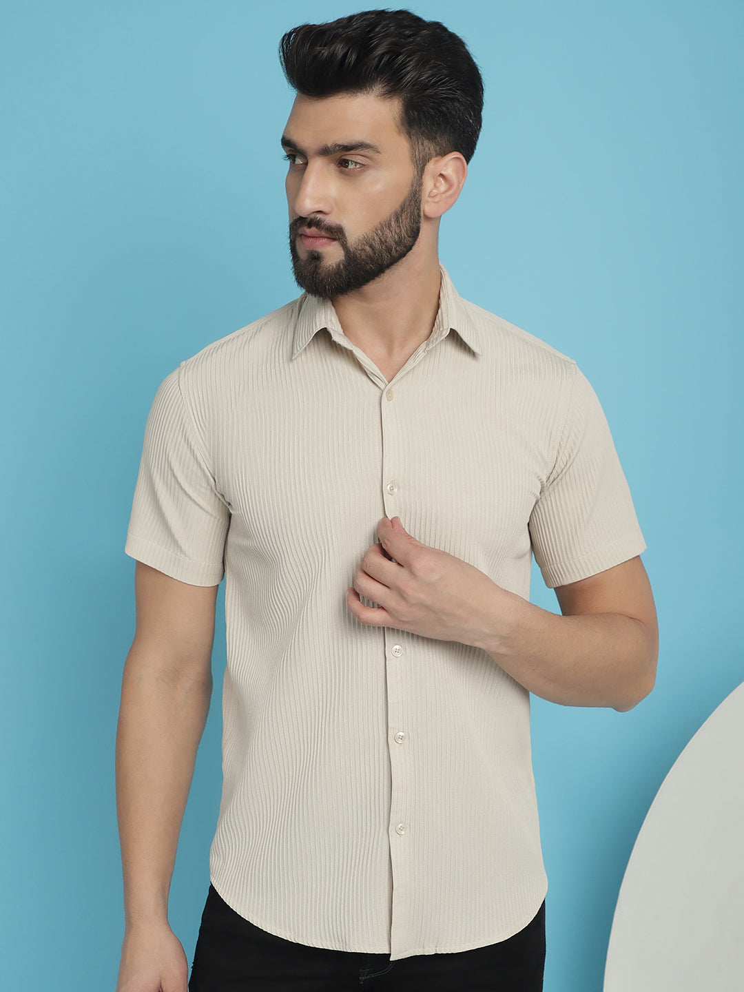 Striped Half Sleeve Casual Shirt for Men's