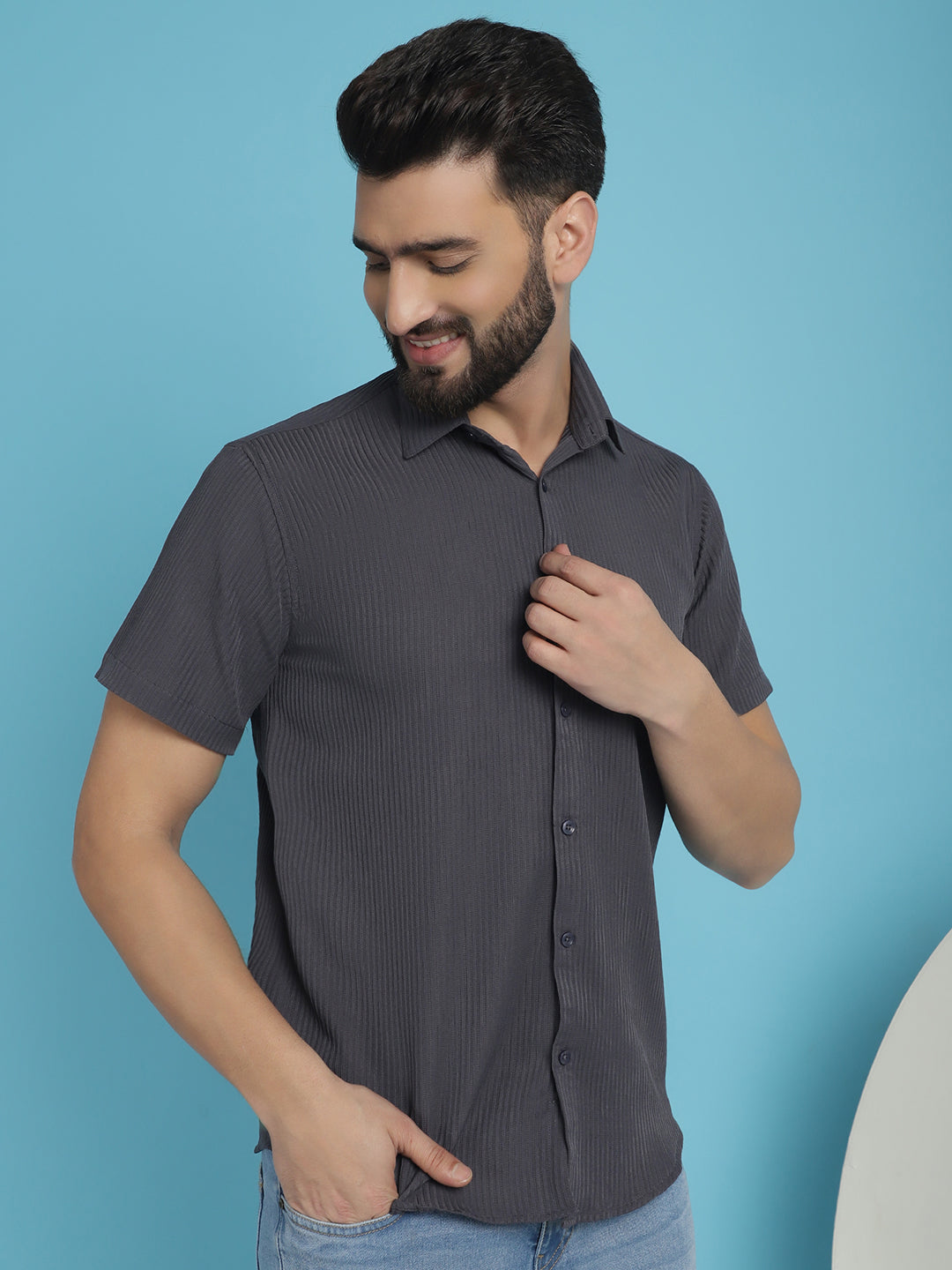Striped Half Sleeve Casual Shirt for Men's