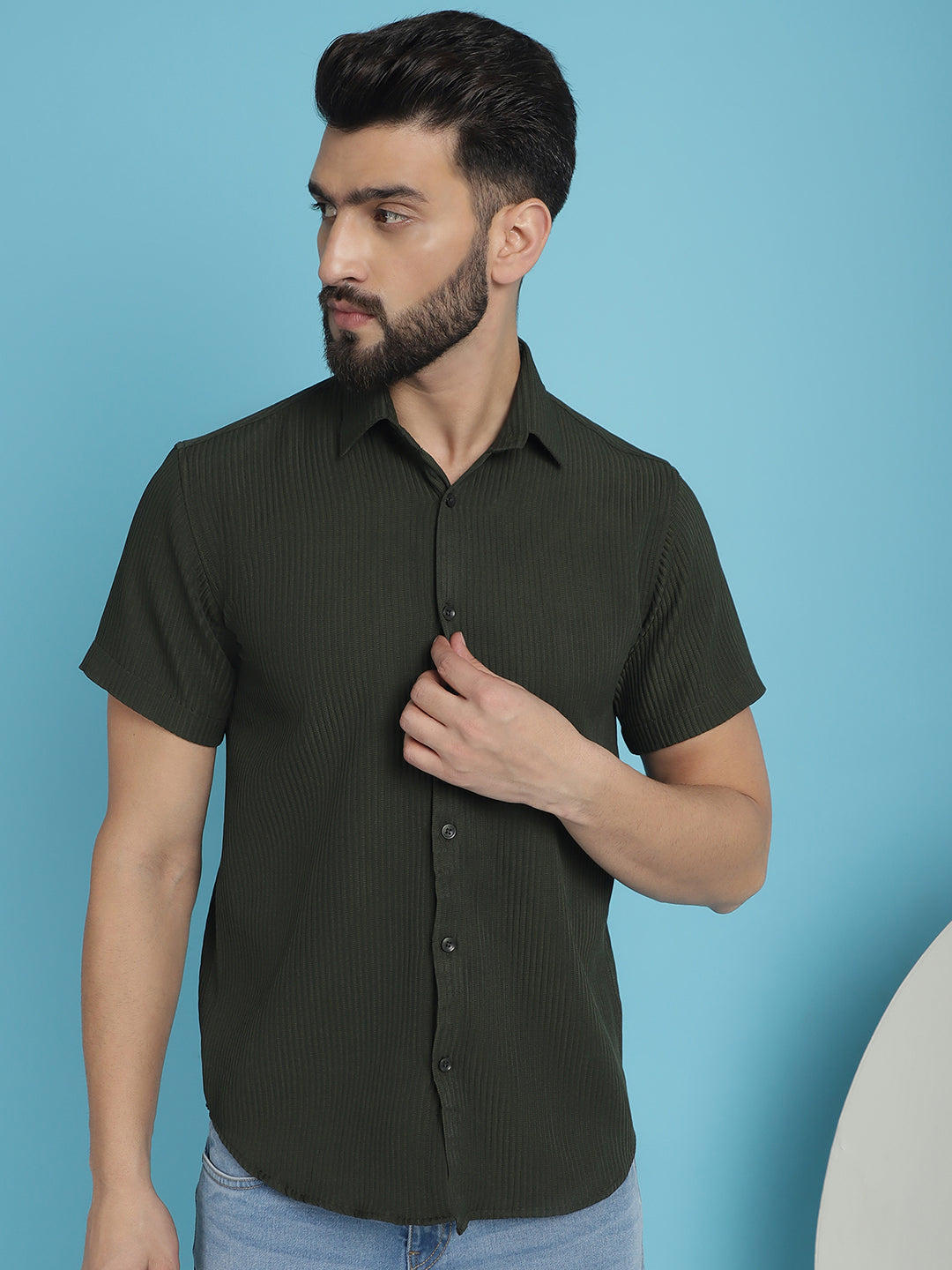 Striped Half Sleeve Casual Shirt for Men's