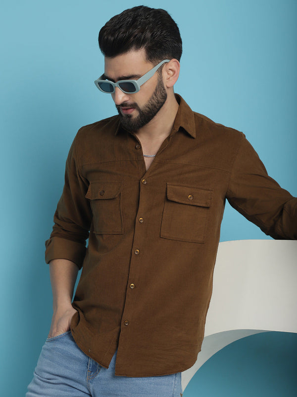 Men Standard Corduroy Cotton Shirt