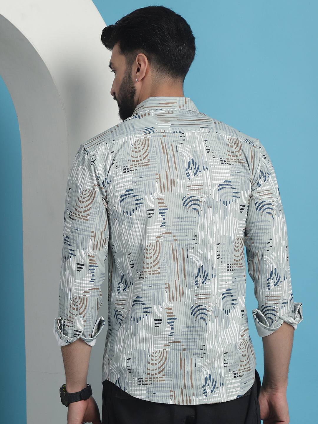 Men Printed Corduroy Cotton Shirt