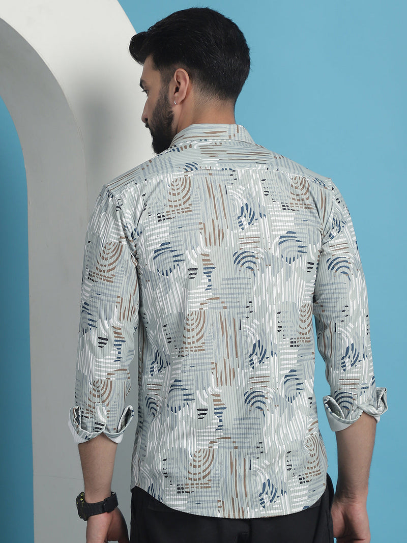 Men Printed Corduroy Cotton Shirt