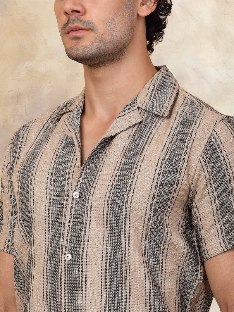 Striped Half Sleeve Cotton Shirt for Men