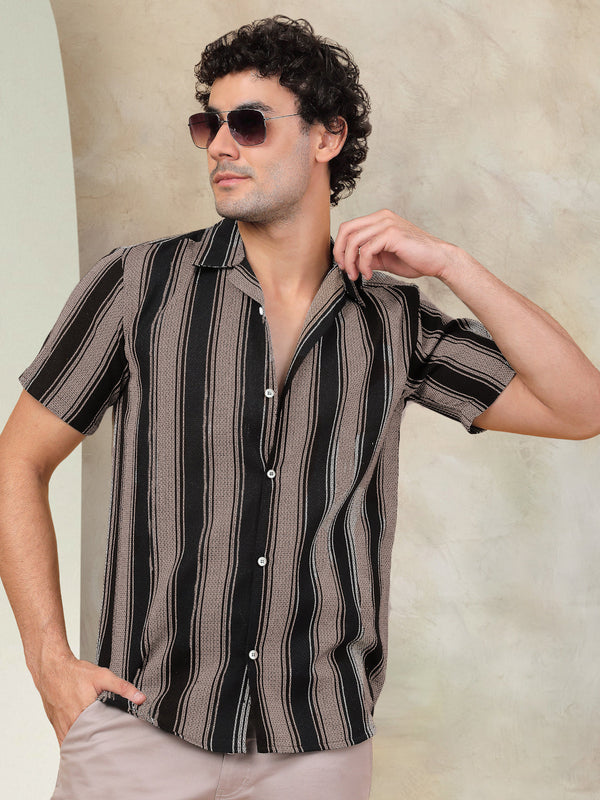 Striped Half Sleeve Cotton Shirt for Men