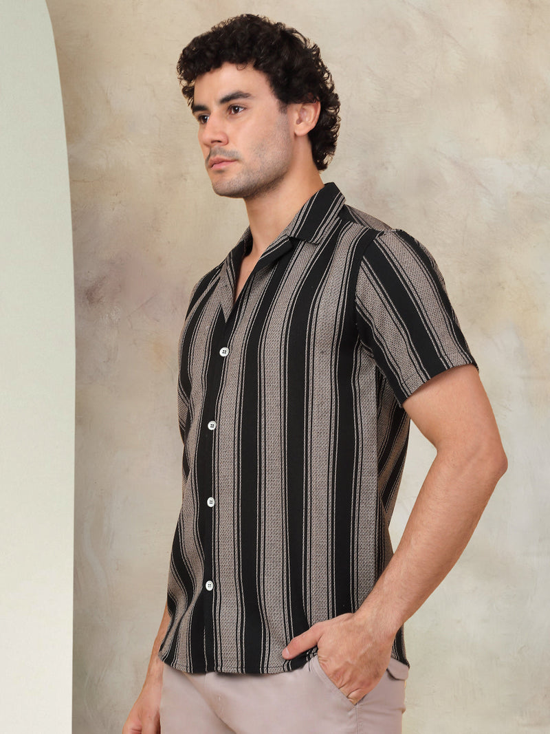 Striped Half Sleeve Cotton Shirt for Men