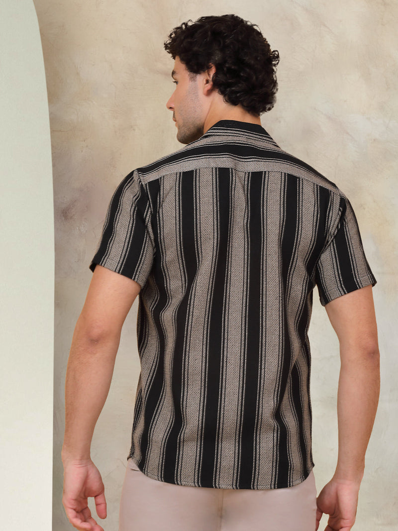 Striped Half Sleeve Cotton Shirt for Men