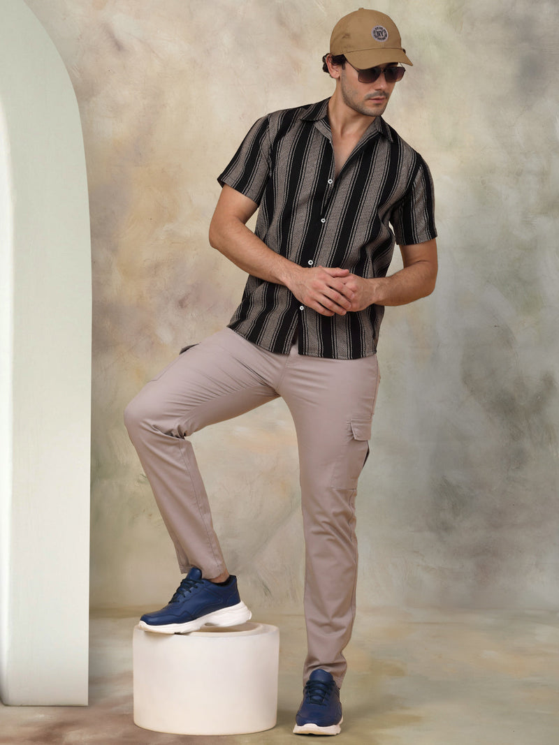 Striped Half Sleeve Cotton Shirt for Men