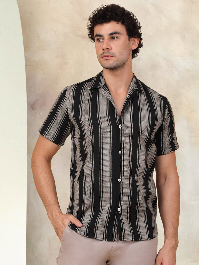 Striped Half Sleeve Cotton Shirt for Men