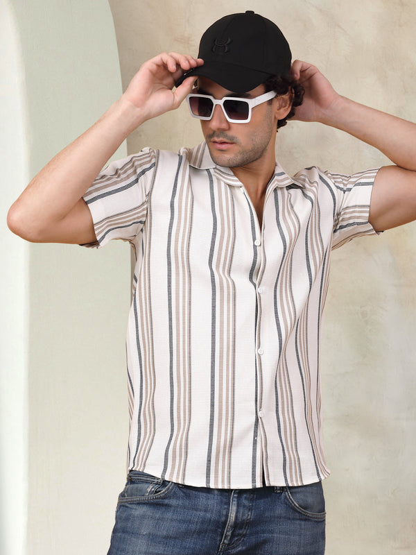 Striped Half Sleeve Cotton Shirt for Men