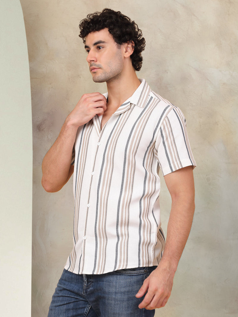 Striped Half Sleeve Cotton Shirt for Men