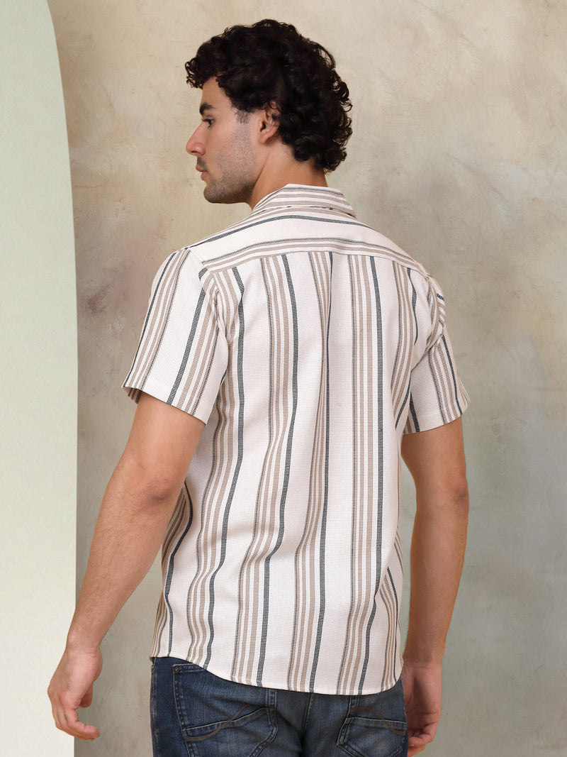 Striped Half Sleeve Cotton Shirt for Men