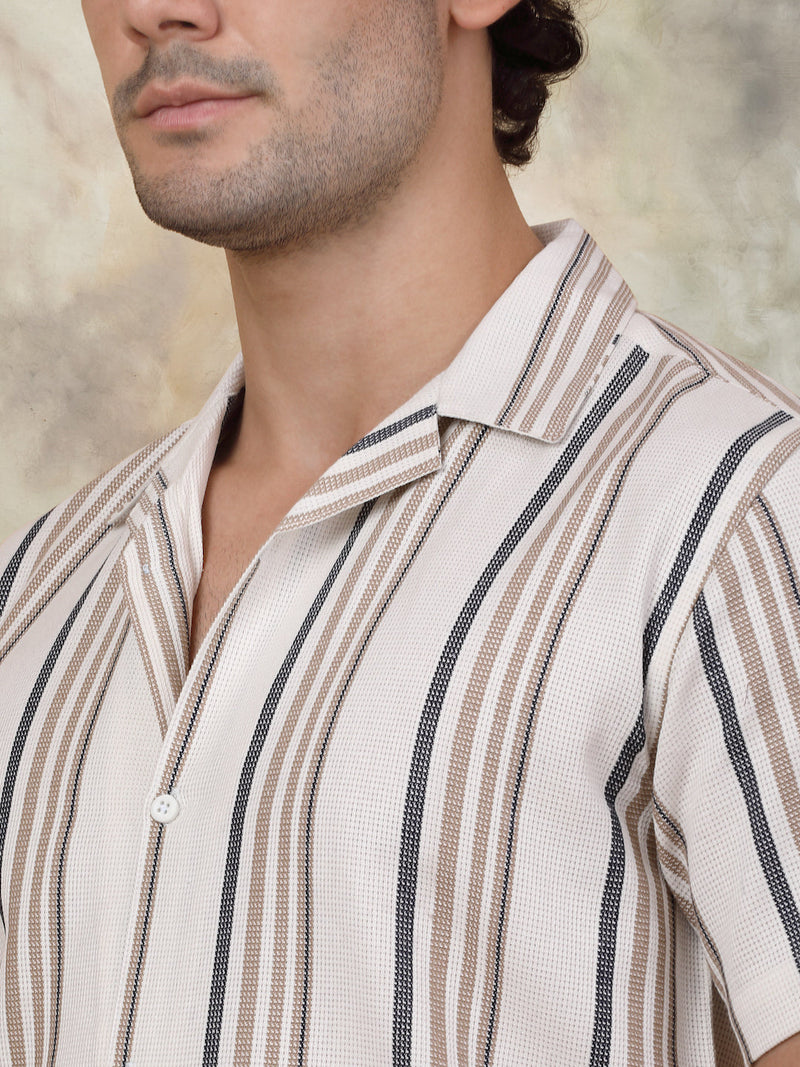 Striped Half Sleeve Cotton Shirt for Men