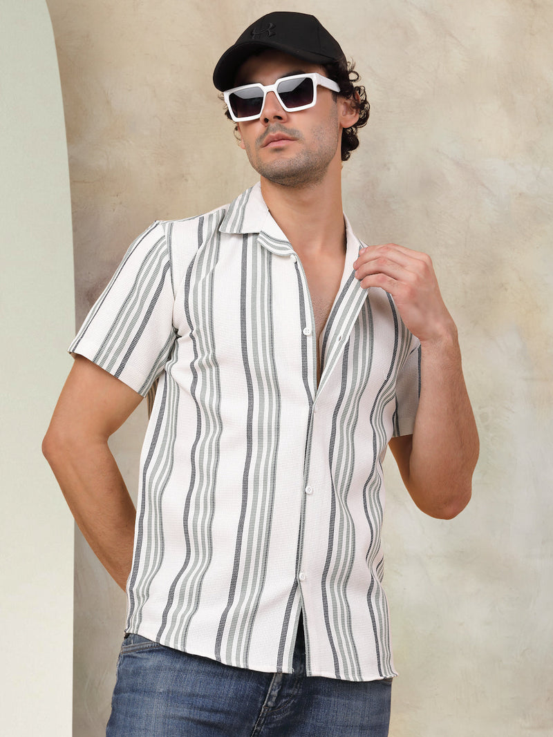 Striped Half Sleeve Cotton Shirt for Men