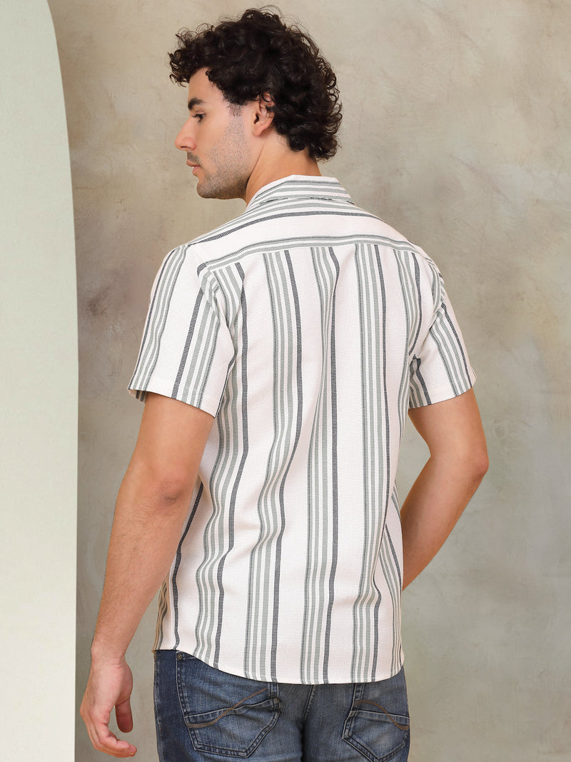 Striped Half Sleeve Cotton Shirt for Men