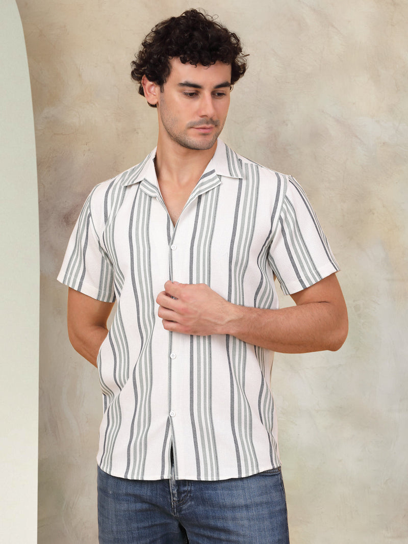 Striped Half Sleeve Cotton Shirt for Men