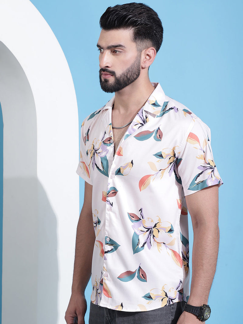 Classic Floral Printed Cotton Casual Shirt