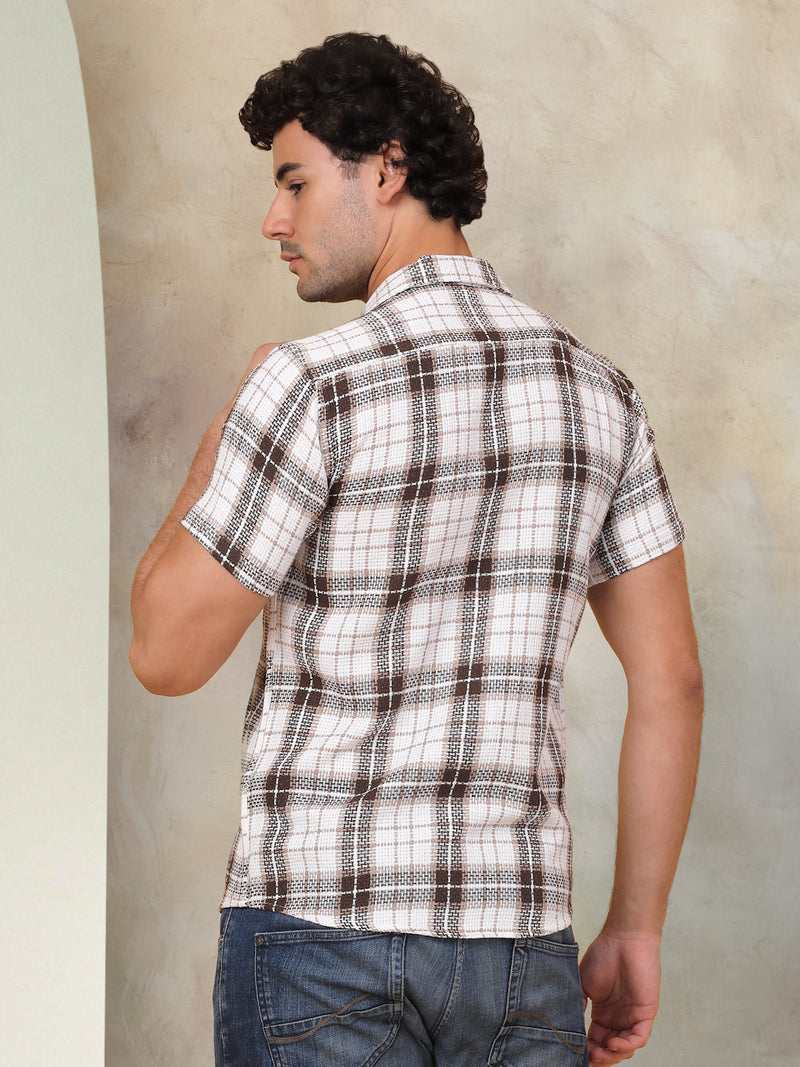 Checked Half Sleeve Cotton Shirt for Men