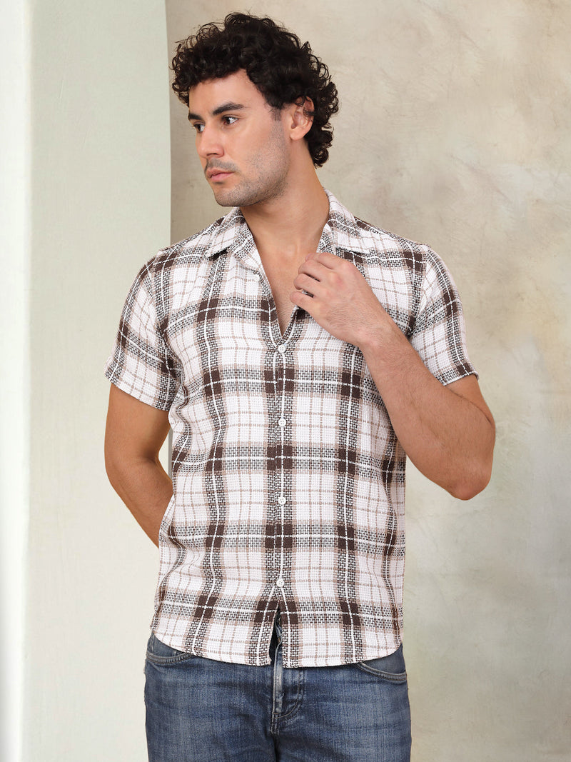 Checked Half Sleeve Cotton Shirt for Men