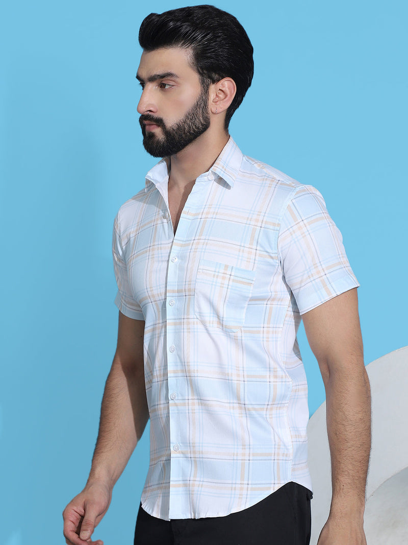 Checked Half Sleeve Cotton Shirt for Men